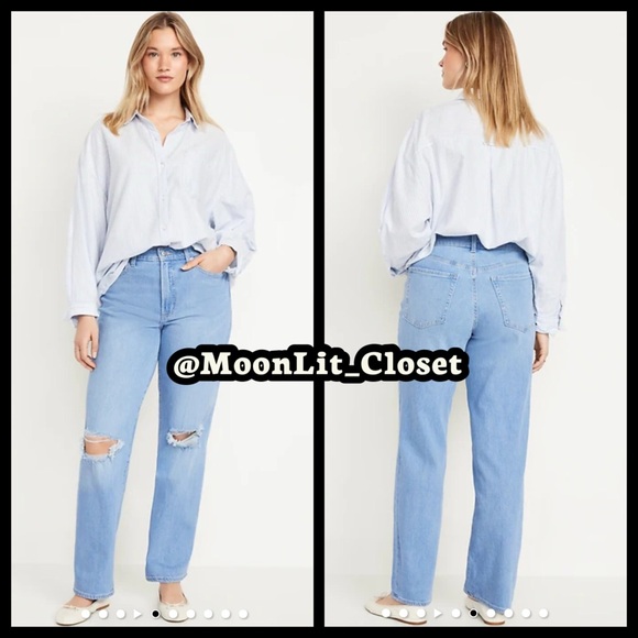 Old Navy High-Waisted OG Loose Ripped Jeans Ripped Indigo Plus Size 20 - Picture 4 of 4